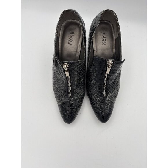 Bijou New York Womens Black Snakeskin Pattern Heeled Ankle Boots Size 7.5 With F - Picture 2 of 6